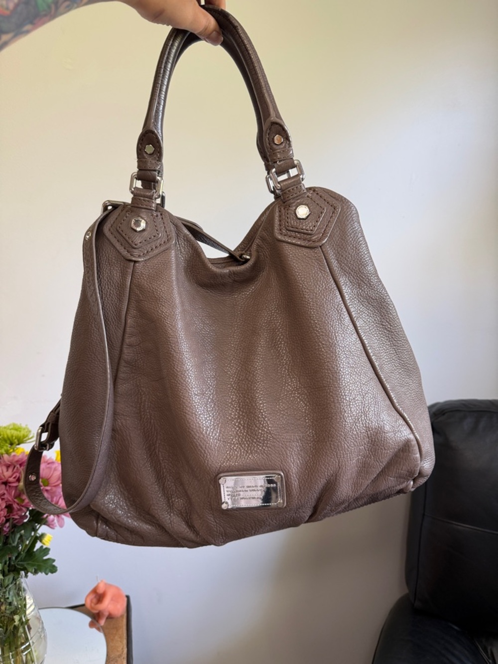 Marc by Marc Jacobs Classic Q Leather Hobo Bag Taupe Brown